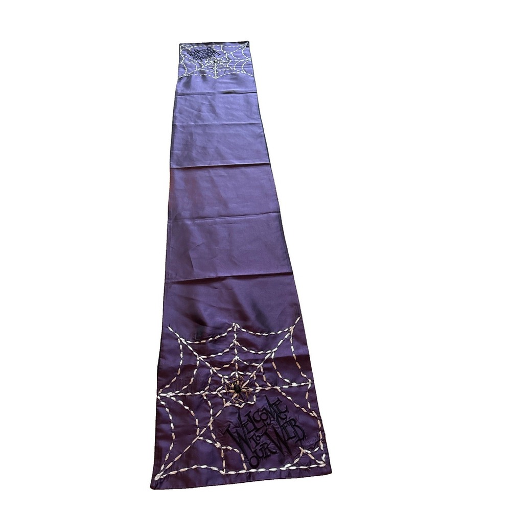 Halloween Table Runner Purple " Welcome To Our Web" 13x70